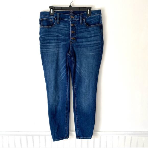 J. Crew Factory 9 Inch High Rise Skinny Button Front Jeans size 32 - Picture 1 of 8